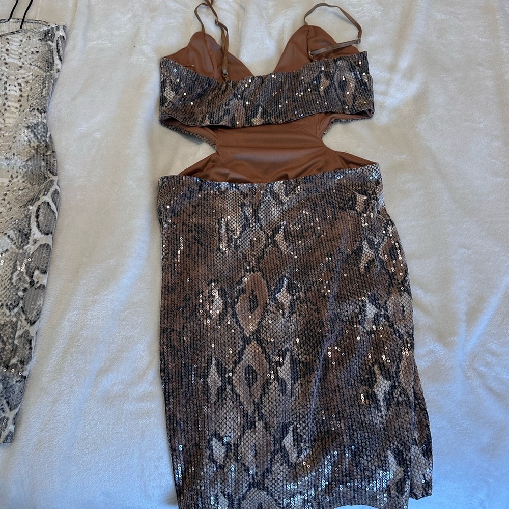 Fashion Nova Brown Sequin Mini Dress